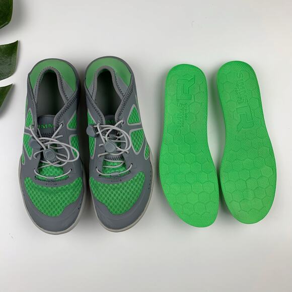 Simms Current Water Shoes Green Grey Bungee Lace Women's 6.5 - Picture 7 of 12